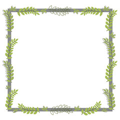 Rahmen mit filigran rankenden Blättern, Zweigen, Lorbeer, Handzeichnung