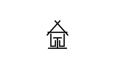 church and house icon vector