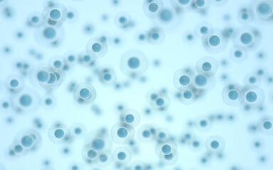 Thousands of cells with blue background, 3d rendering.