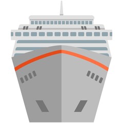 Cruise ship vector travel luxury sea boat front view