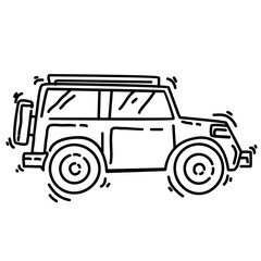 Fototapeta premium Hiking adventure car ,trip,travel,camping. hand drawn icon design, outline black,vector icon.