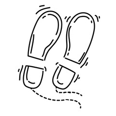 Hiking adventure footstep ,trip,travel,camping. hand drawn icon design, outline black, vector icon.