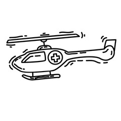 Obraz premium Hiking adventure helicopter ,trip,travel,camping. hand drawn icon design, outline black,vector icon.