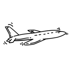 Hiking adventure plane ,trip,travel,camping. hand drawn icon design, outline black, vector icon.