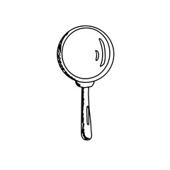 Hand drawn doodle sketch style vector illustration of magnifying glass. Search and find concept. Black, isolated on white background.