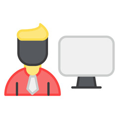 A flat design, icon of computer user