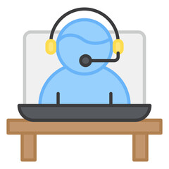 A flat design, icon of online customer service