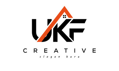 initial UKF letters real estate construction logo vector - obrazy, fototapety, plakaty