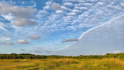 Sky and grasslands of Kikai Island at sunset