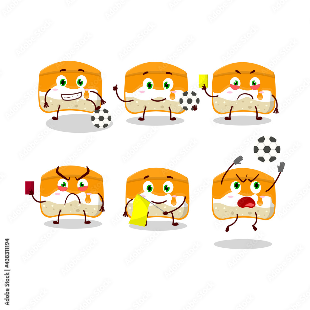 Canvas Prints orange cake cartoon character working as a football referee