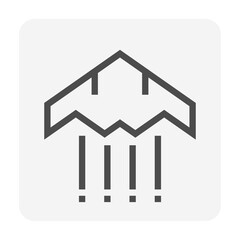 Stealth or jet aircraft vector icon. That speed fighter plane consist of wing, cockpit, weapon, advanced invisible technology for army, air force, military to attack, combat in warfare. 48x48 pixel.
