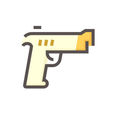 Hand gun or pistol vector icon. Gun is automatic machine weapon consist of caliber, safety, grip, trigger and magazine for police, army or military use to shooting bullet, ammo or ammunition. 48x48 px