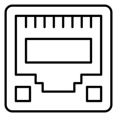 A flat design, icon of ethernet ports