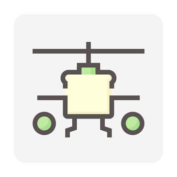 recommend clip art: Military helicopter vector icon. Aircraft vehicle with rotor, blade, weapons and technology for aviation of army or soldier use to defense, combat and attack enemy in war. 48x48 pixel.