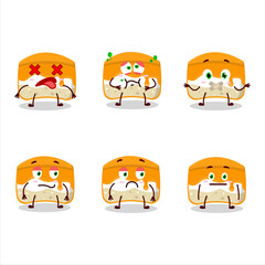 Orange cake cartoon character with nope expression