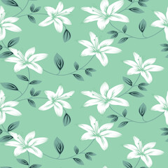 Fototapeta premium seamless vector flower design pattern on background