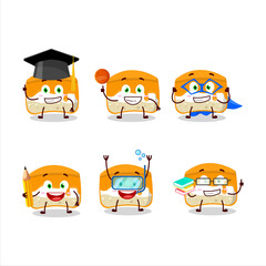 Obraz premium School student of orange cake cartoon character with various expressions