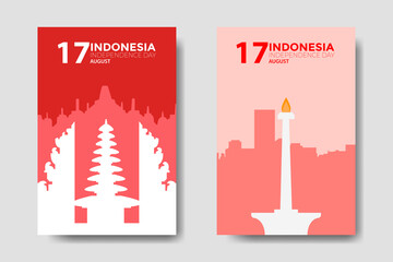 Indonesia Independence Day Landmark Template Flat Design