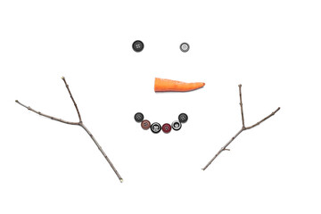 Funny snowman on white background