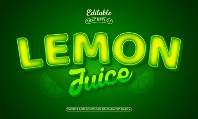 Lemon 3d editable text style effects on green and lemon background