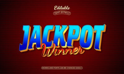 Jackpot winner 3d editable text style effect on a beautiful background