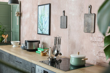 Interior of stylish modern kitchen
