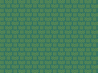 Repition style yellow ornamental design on green background. 