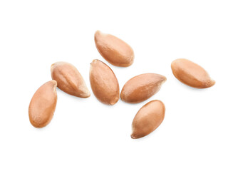 Raw flax seeds on white background