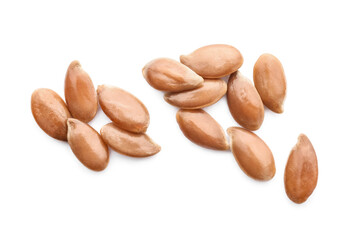 Obraz premium Raw flax seeds on white background