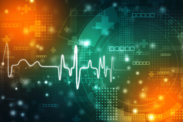 Medical technology and Health care concept background. Ecg background, Heart rate graph. Ekg heart beat line monitor.