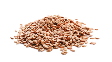 Obraz premium Heap of flax seeds on white background