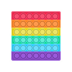 A bright pop it fidget trend. Antistress toy in the shape of a square for children. Convex iridescent bubbles. Vector illustration on a white background