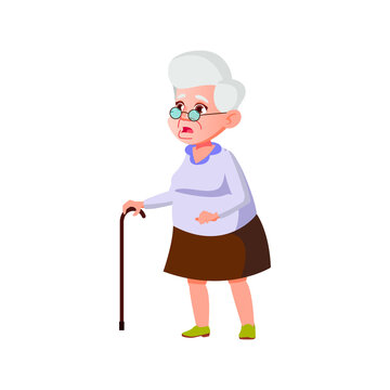 shocked senior lady look at increased rates on product in grocery shop cartoon vector. shocked senior lady look at increased rates on product in grocery shop character. isolated flat cartoon