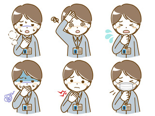 体調の悪いオフィスカジュアルな男性