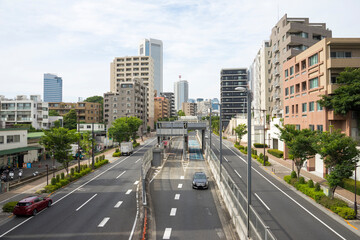 都市の風景　東京渋谷の幹線道路