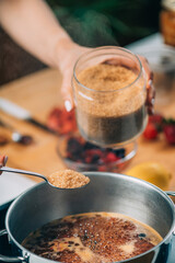 Woman Preparing Fruits, Making Jam.
