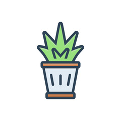 Color illustration icon for plant in a pot
