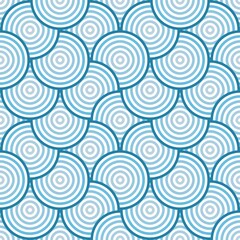 Fototapeta na wymiar Spiral circle illusion pattern in blue tone