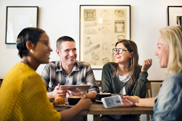 Friends having coffee at a cafe