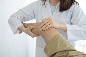 Male patients consulted physiotherapists with knee pain problems for examination and treatment in...