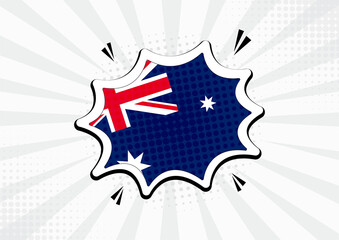 Artistic Australia country comic flag illustration. Abstract flag speech bubble pop art vector background