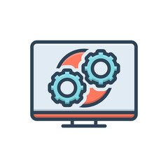 Color illustration icon for operation process

