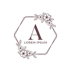 Decorative luxury floral frame wedding logo