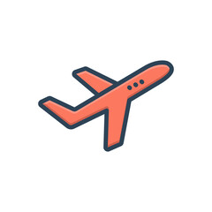 Color illustration icon for airplane