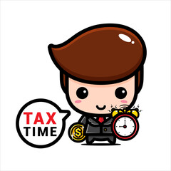 cute cartoon male vector design as a businessman holding a clock