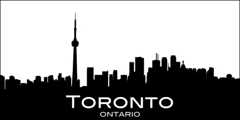 Black and white silhouette of the Canadian city of Toronto, Ontario, Canada 