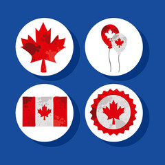 four canada day icons