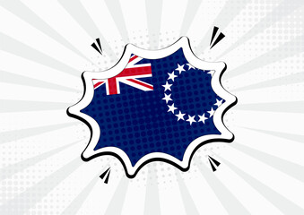 Artistic Cook Islands country comic flag illustration. Abstract flag speech bubble pop art vector background