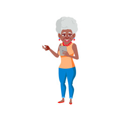 african old woman communicate with children on phone cartoon vector. african old woman communicate with children on phone character. isolated flat cartoon illustration