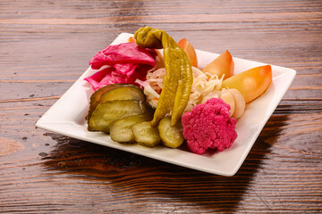 Plate with Pickled Vegetables mix